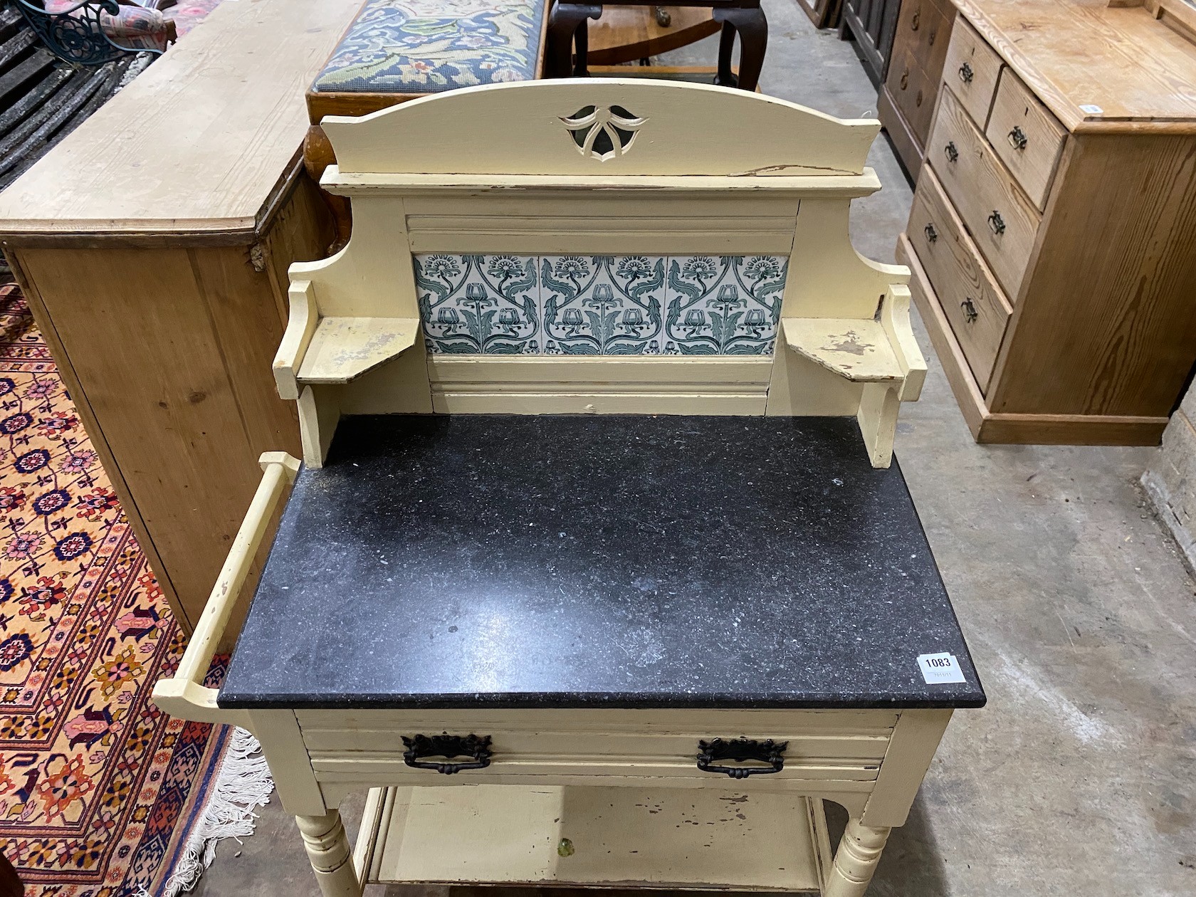 A Victorian later painted marble top washstand, width 86cm